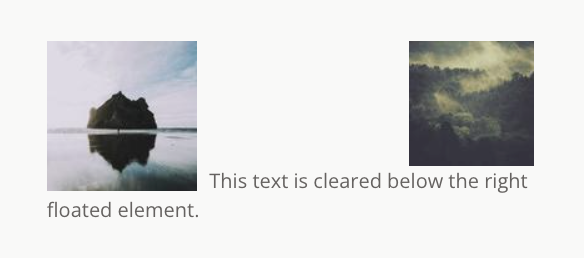 Clearing below right float