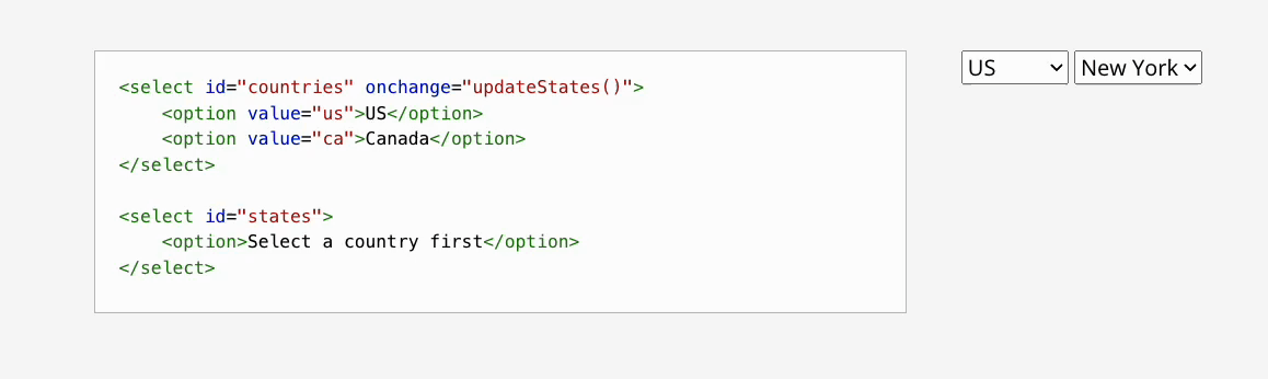 Dynamic dropdown example