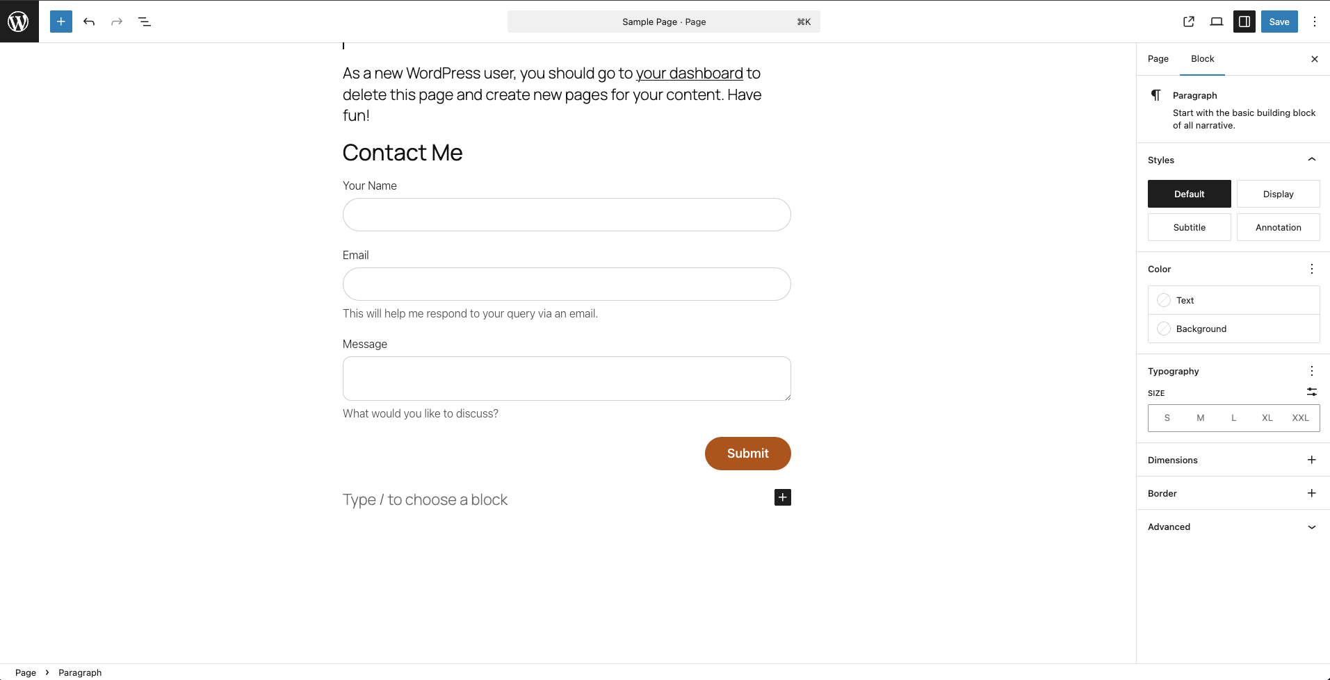 Viewing the styled form